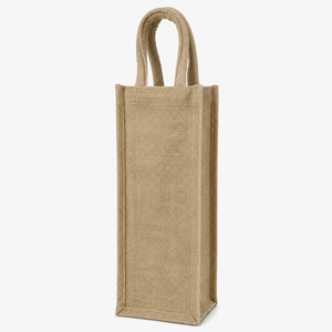 Sac cadeau en jute Zari pour bouteille de vin 12x33x12 cm, jute naturel Lurex, ouverture supérieure avec poignées de 30 cm, logo personnalisé, emballage de vente en gros et au détail - Product Image 4