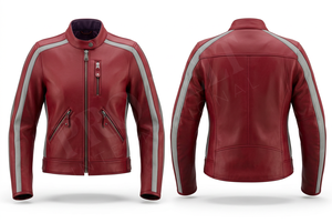 แจ็คเก็ตมอเตอร์ไซค์หนังแท้ดีไซน์ล่าสุด ลายเส้นสีเงิน ซิปปิด ดีไซน์ทันสมัย ขายส่งเสื้อแจ็คเก็ตนักขี่มอเตอร์ไซค์ - Product Image 5