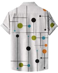 เสื้อเชิ้ตแขนสั้นพิมพ์ลายจุดเส้นสีเทาอ่อน สไตล์ลำลองสำหรับฤดูร้อน เสื้อผ้าสตรีทแวร์ผู้ชาย ผลิตตามสั่ง จำหน่ายส่ง - Product Image 2