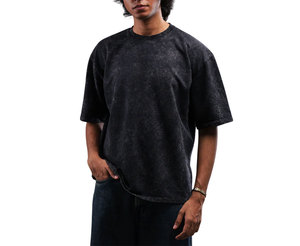 T-shirt personnalisé 2026 en coton 100% avec impression graphique, coupe oversize, effet délavé à l'acide et à la pierre, style vintage, pour homme - Product Image 3