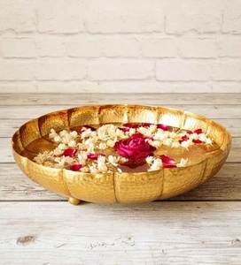 The Graceful Urli – Hammered <b>Metal</b> Bowl with Subtle Sheen for Floral Arrangements and Festive Centerpieces - Product Image 5