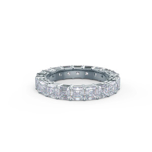 Anillo de Eternidad con Diamantes Cultivados en Laboratorio, Corte Asscher, Oro Blanco - Product Image 1