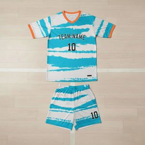 Maillots de football à manches courtes rayés respirants personnalisés pour hommes, taille plus, ensemble uniforme de football d'été - Product Image 1
