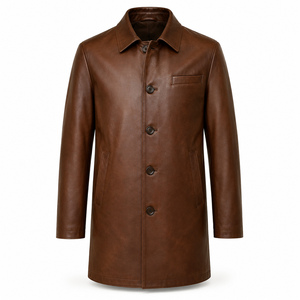 Chaqueta de Cuero Personalizada para Hombre, Chaqueta de Motociclista de Cuero Genuino, Abrigo Vintage de Moda para Invierno, Proveedor Mayorista OEM ODM - Product Image 1