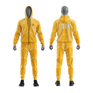 Conjunto de chándal con capucha y cremallera sublimado personalizado para equipos deportivos con logotipo personalizado y diseño de estampado completo. - Product Image 1