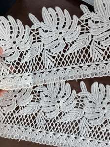 ผ้าลูกไม้คุณภาพสูง 100% โพลีเอสเตอร์ ปักลายบาร์โค้ด ละลายน้ำได้ ความกว้าง 3.2 ซม. สำหรับเสื้อผ้า สายรัด รองเท้า กระเป๋า และของตกแต่งบ้าน - Product Image 6