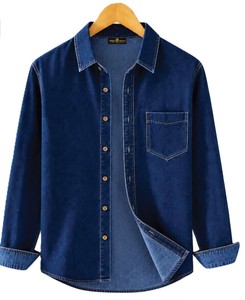 <b>Men's</b> Solid Polyester/Cotton <b>Denim</b> <b>Shirts</b> Full Sleeve Washed Quick Dry Casual <b>Shirts</b> - Product Image 3