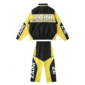 Veste coupe-vent décontractée en polyester Taslan 300g de qualité supérieure, noir et jaune, logo personnalisé sur le devant, OEM ODM - Product Image 2