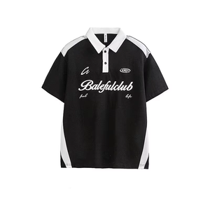 Camiseta Polo Holgada para Hombre, Casual, Estampada, 100% Algodón, Larga, con Patrón 3D Lavado, Transpirable, para Gimnasio - Product Image 4