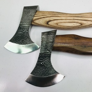 Handmade <b>Axe</b> Carbon Steel Blade Wood <b>Handle</b> With Leather Sheath Outdoor Knife - Product Image 5