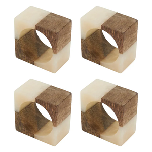 Anneau de serviette haut de gamme en bois et résine, transparent avec motif pailleté doré - Product Image 4