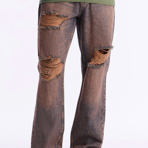 Washed Customized Color Breathable High Street Straight Regular Fit Mid Waist Lightweight Denim Skate <b>Pants</b> Men Women Wholesale - Product Image 3