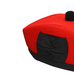 Casquette Glengarry rouge, chapeau traditionnel, 100% laine, laine acrylique, tartan, accessoires pour dudels, ruban en polyester et coton - Product Image 4