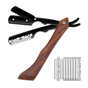 Wood Handle Straight <b>Razor</b> Stainless Steel Blade Single Blade For Face Shaving Smooth & Comfortable Professional - Product Image 6