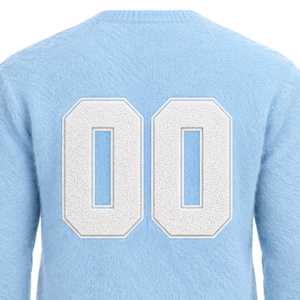 Suéter de Punto Personalizado Azul Cielo para Hombre, Cuello Redondo, Manga Larga, Suave, Informal, para Invierno, con Logotipo Personalizado en Relieve en el Pecho - Product Image 4