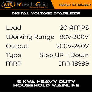 Musclegrid 5 KVA 90V-300V Heavy Duty Điện áp ổn định 0.0kg cho đường dây chính - Product Image 1