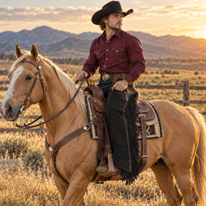 Guêtres complètes en cuir noir style western avec franges |   Chaps d'équitation à motifs floraux pour l'entraînement, la compétition et le quotidien - Product Image 3