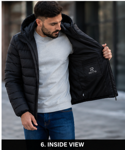 Hot Sale Rits Enterprises Winter Long Front Logo Men's Hooded <b>Waterproof</b> Breathable <b>Thin</b> Puffer <b>Jacket</b> Custom Fashion - Product Image 4