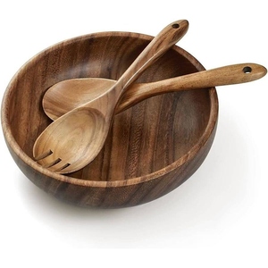 Bol de service à salade en bois résistant à la chaleur, taille personnalisée, bois naturel, écologique, pour la maison, les restaurants, les hôtels et les fêtes - Product Image 5