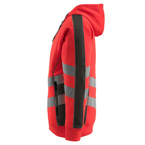 Men's <b>Red</b> Reflective Hooded Fleece <b>Jacket</b> With Zipper Closure Workwear Style Winter Wear - Product Image 6