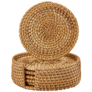Sous-verre élégant rond en rotin naturel, organiseur de table multifonctionnel, pour thé et café, à prix avantageux - Product Image 5