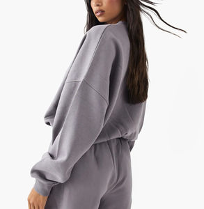 Sweat-shirt surdimensionné à capuche pour femme en coton tissé 100 % OEM/ODM, automne/hiver, logo personnalisé imprimé à l'écran, streetwear - Product Image 6