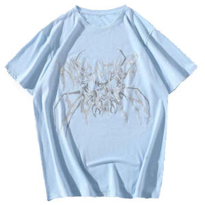 T-shirt personnalisé avec strass, T-shirt OEM noir uni avec lettres et logos en strass, col ras du cou, pour hommes - Product Image 1