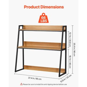 2-Tier <b>Desktop</b> Storage Organizer 37.4 X 12.6 X 35.4 Inch Wood Color Office Rack Bookcases Bookshelves Display <b>Shelf</b> for <b>Desktop</b> - Product Image 3