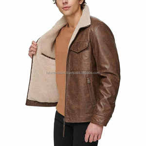 OEM Custom High Quality Men's Leather Jacket Stand Collar with Zip Closure Black Upper Jacket for <b>Winter</b> Season - Product Image 3