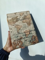Carnet de voyage inspirant avec carte du monde imprimée, en cuir véritable coloré, pour croquis de destinations et lecture classique