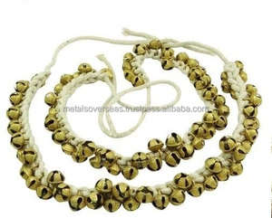 Ghungroo (50 + 50) ผ้าฝ้ายสีขาวมัดด้วยเชือกคอตตอนสีขาวทำจากทองเหลืองแฮนด์เมด - Product Image 2