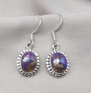 Pendientes Religiosos de Turquesa Púrpura Chapados en Oro, Plata de Ley 925 para Mujer, Aniversario, Fiesta, Venta al por Mayor, OEM - Product Image 2