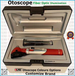 Ensemble d'instruments d'otoscopie manuels à fibre optique rouge de qualité supérieure, équipement médical à vision claire, certifié CE Classe I, garantie 1 an - Product Image 1