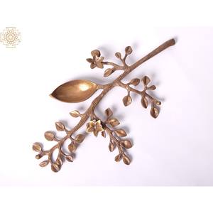 Rama de árbol de latón pintada a mano de 10 pulgadas, escultura India hecha a mano Diya, artículo decorativo - Product Image 2