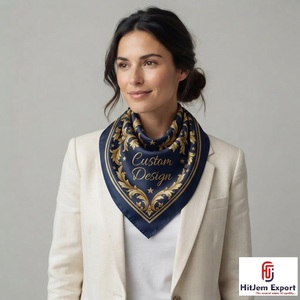Écharpe carrée de luxe personnalisée en soie imprimée, châle, fabricant de tissus textiles OEM ODM, exportation européenne - Product Image 1