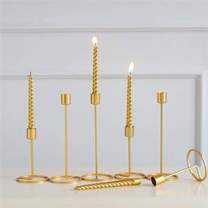 Wholesale Set of 6 Gold Metal Candle Holder Stand for Taper Tealight and Pillar Candles <b>Decorative</b> <b>Table</b> Centrepiece for Events - Product Image 3