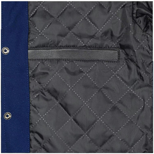 Mens Blue and Red Varsity <b>Jacket</b> Classic Baseball Style Coat with Contrast Sleeves Comfortable Casual Outerwear for Everyday - Product Image 3