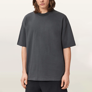 T-shirt en coton uni pour homme, coupe classique, manches courtes, col rond, design décontracté, tricoté, toile 300g, anti-rétrécissement, ROLEIN - Product Image 2