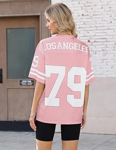 Camiseta de Manga Corta Estilo Fútbol Americano con Estampado Gráfico Y2K para Mujer, Cuello en V, Talla Grande - Product Image 3