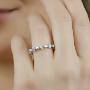 Moissanite Marquise Cut Full Eternity Wedding Band <b>Ring</b> For Unisex Original 925 Silver Fine Wedding Party Gift For Partner - Product Image 4