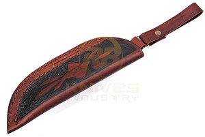 Étui à couteau en cuir avec logo personnalisé, fait main en cuir de vachette, étui de ceinture pour couteau à lame fixe, pour la chasse, le camping, EDC - Product Image 4