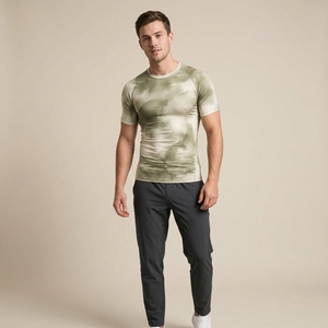 Men Athletic Compression Shirt Custom Sports Fitness Gym Workout Half Sleeve Activewear Performance Top - Product Image 1