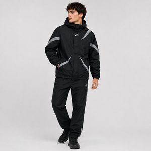 Chaqueta Cortavientos Negra Reflectante con Capucha para Hombre, Ropa Deportiva Técnica, Chaqueta Impermeable Urbana de Alto Rendimiento, Nueva Colección 2026 - Product Image 5