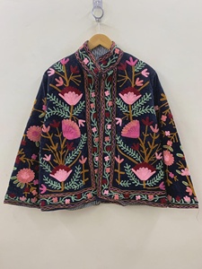 Trending Suzani Velvet Jacket Handcrafted Floral Embroidered Winter <b>Coat</b> Bohemian Custom Suzani Jacket - Product Image 4