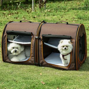 Gabbia Portatile Marrone per Gatti con 39 Scomparti Doppi e Morbidi Cuscini, Design a Casetta, Borsa per il Trasporto - Product Image 2