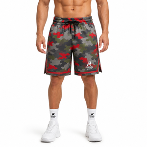 Pantalones Cortos Deportivos de Baloncesto para Hombre RONAL SPORTS, Camuflaje, Secado Rápido, con Cordón Ajustable, Logotipo Frontal Sublimado - Product Image 3