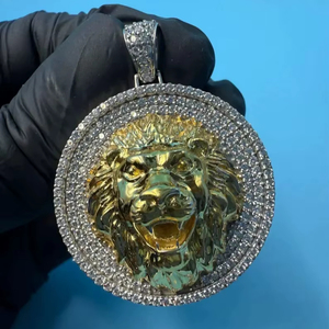 Pendentif Unisexe en Argent Sterling 925 Plaqué Or Rose avec Diamant Moissanite de Luxe Certifié IDGL, Style Hip Hop, Idéal pour les Tenues de Soirée - Product Image 1