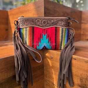 Nouveau Western usiné à la main en cuir frange selle couverture bracelet fronde sac à main vente chaude 100% en cuir véritable femmes sacs à main - Product Image 3