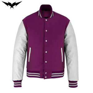 Chaqueta Varsity de Béisbol Personalizada al por Mayor de Buena Calidad, Corte Ajustado, con Mangas de Cuero y Logotipo Bordado Personalizado - Product Image 4