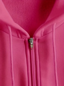 Sudadera con Capucha Premium Casual para Hombre, Color Rosa, con Cierre, Unisex, Corte Regular, Felpa, Color Sólido, para Otoño, Estilo Diario - Product Image 4